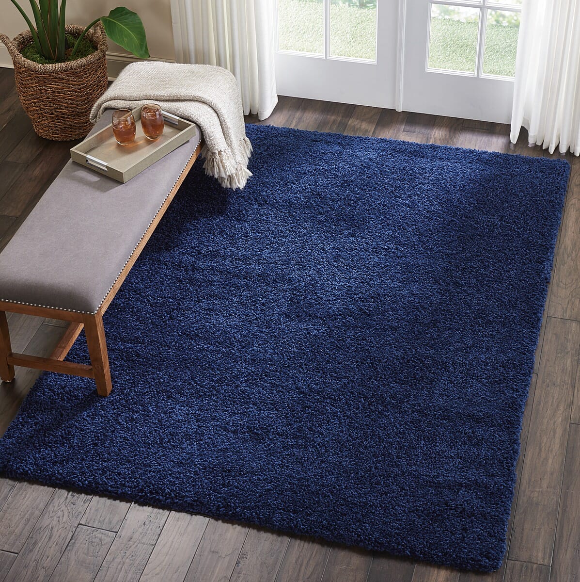 Nourison Malibu Shag Msg01 Navy Shag Area Rug