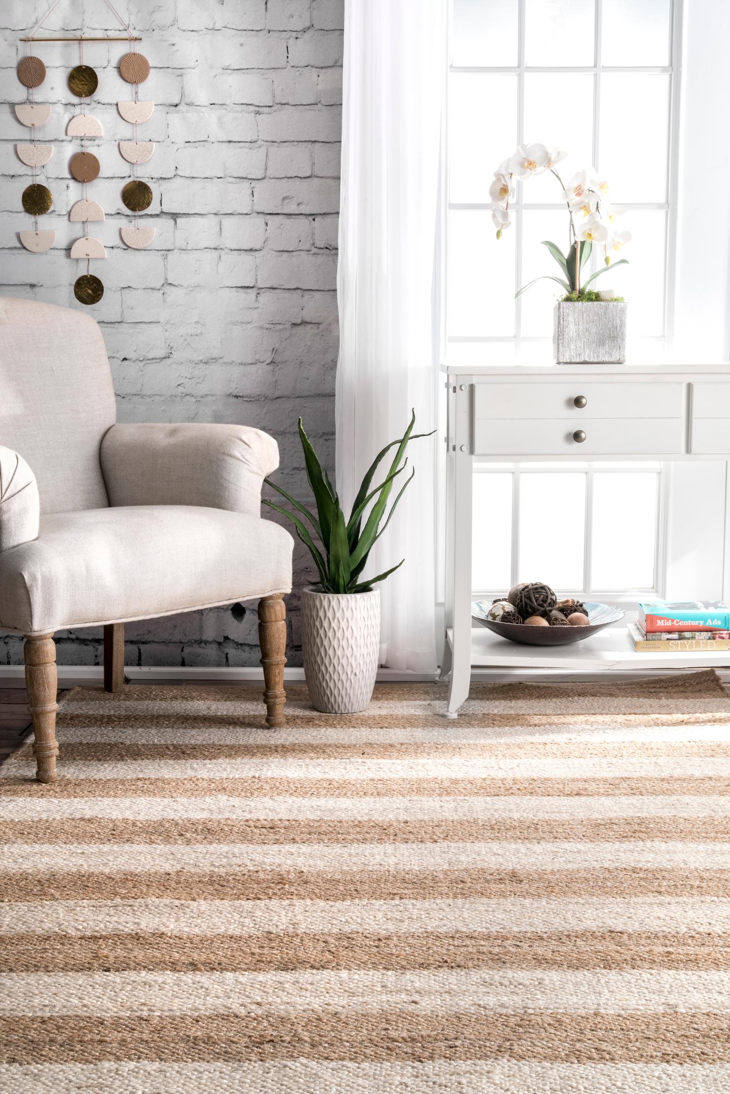 Nuloom Alisia Stripes Nal3503B Off White Area Rug