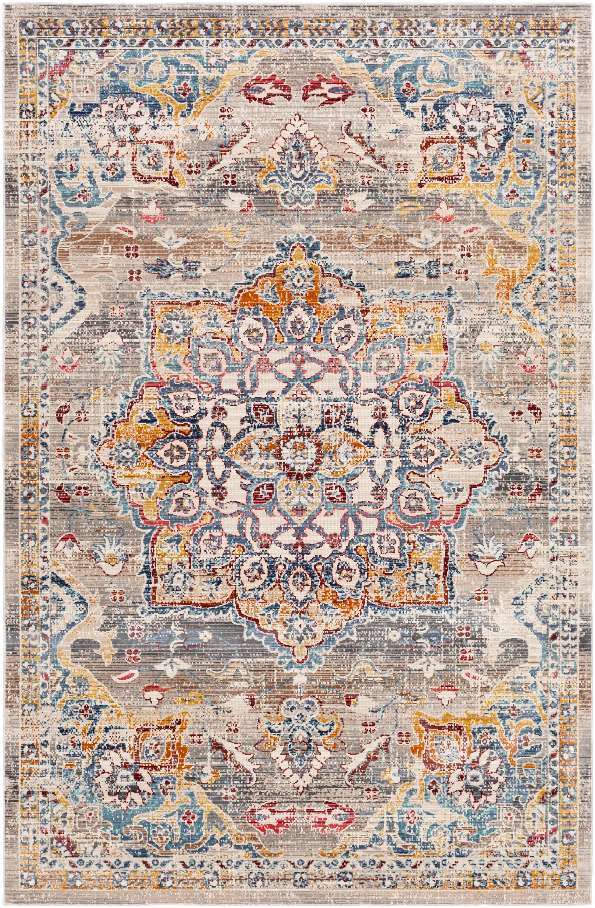 Surya Dublin Dub-2308 White, Burnt Orange, Saffron, Burgundy Area Rug