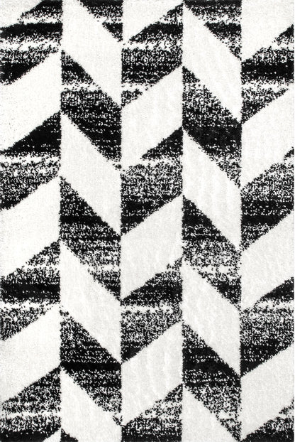 Nuloom Avery Herringbone Cozy Nav1918A Black And White Area Rug