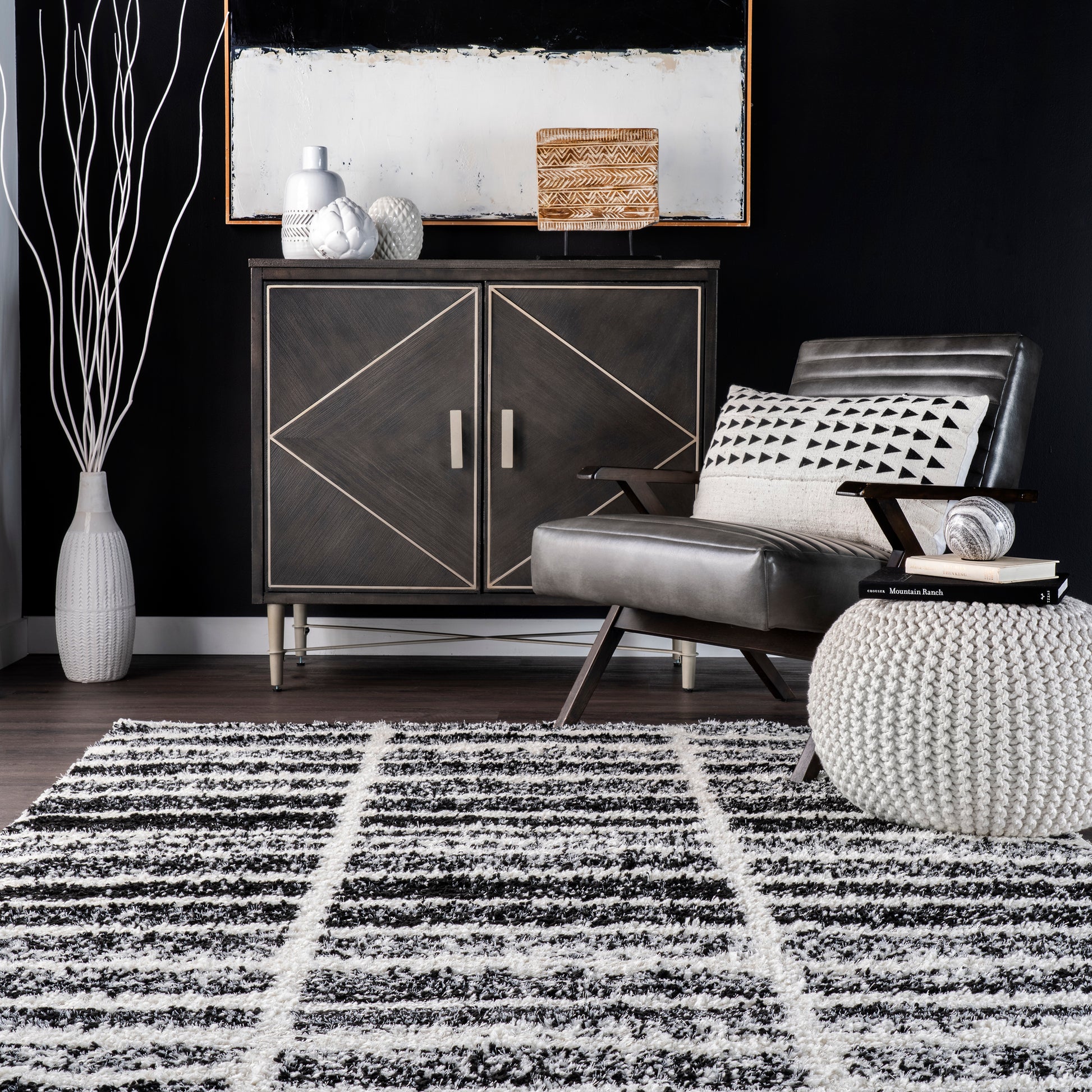 Nuloom Celyn Stripes Cozy Nce1919A Black And White Area Rug