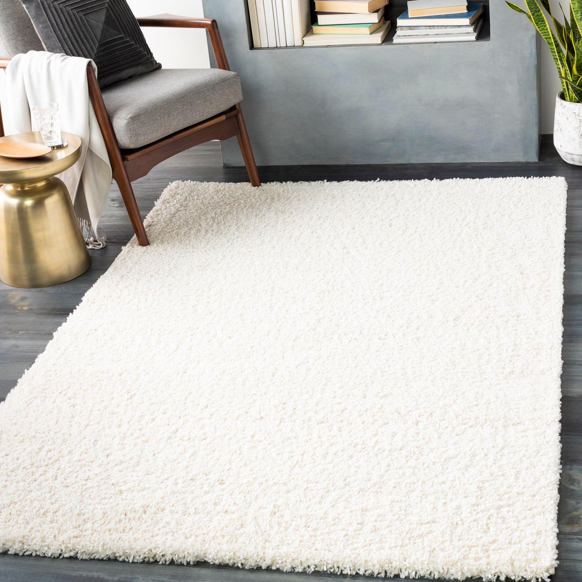 Surya Deluxe Shag Dxs-2300 White Area Rug