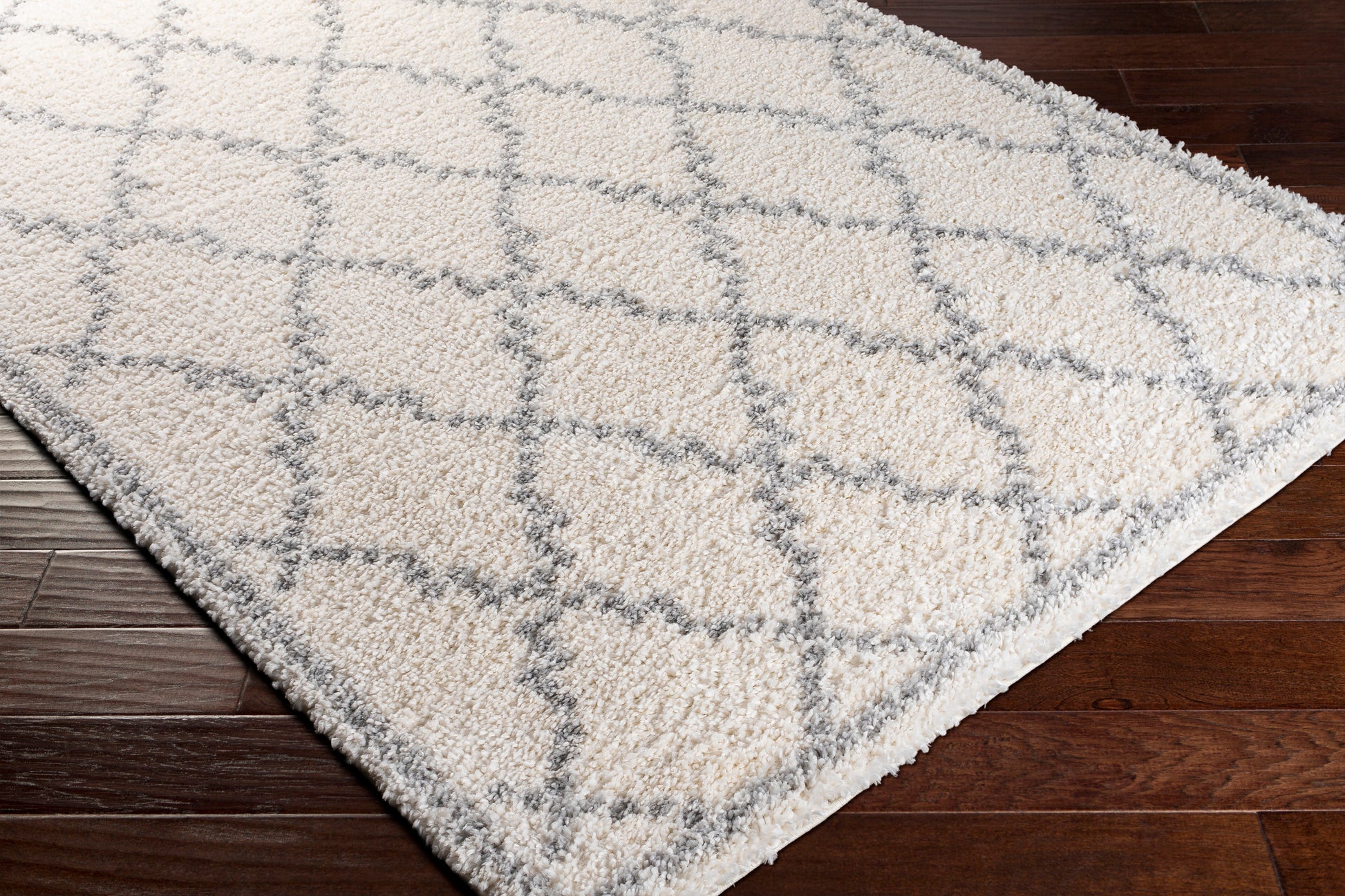 Surya Deluxe Shag Dxs-2305 White, Medium Gray Area Rug