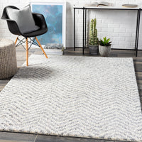 Surya Deluxe Shag Dxs-2307 Medium Gray, White Area Rug