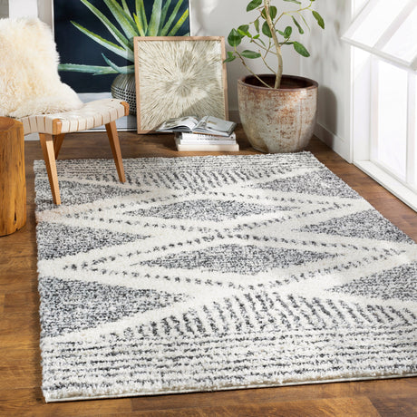 Surya Deluxe Shag Dxs-2309 Cream, Charcoal Rugs.