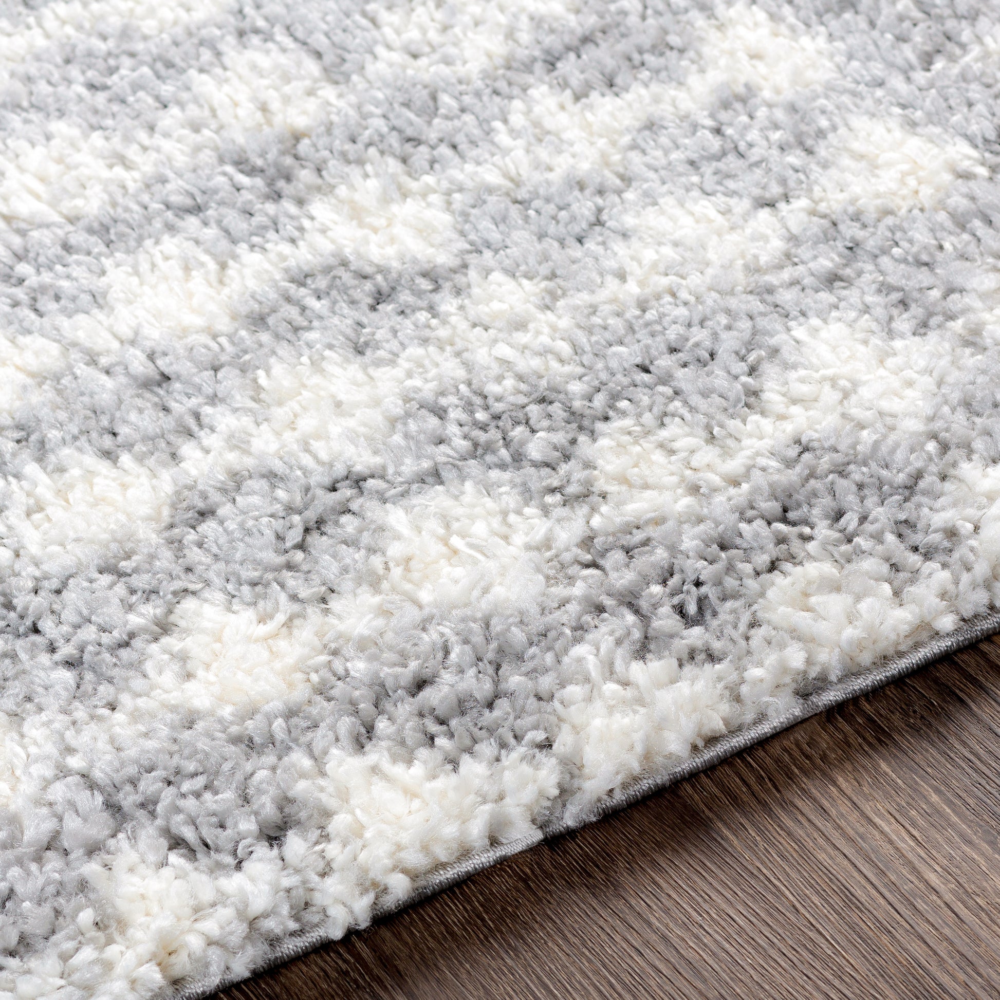 Surya Deluxe Shag Dxs-2313 Medium Gray, White Area Rug