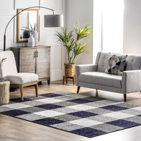 Nuloom Aisha Buffalo Plaid Nai1516B Navy Area Rug