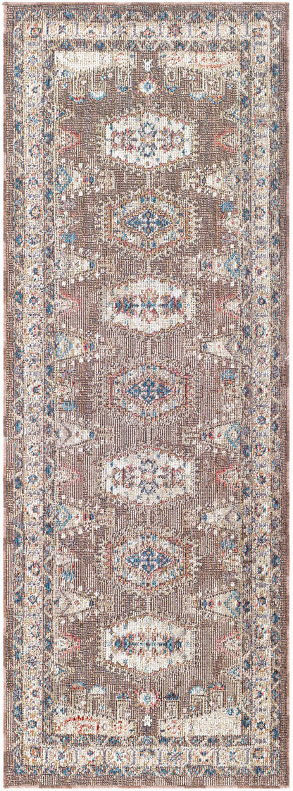 Surya Daytona Beach Dyt-2307 Dark Brown, Burnt Orange, Denim, Beige Area Rug