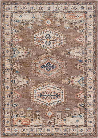 Surya Daytona Beach Dyt-2307 Dark Brown, Burnt Orange, Denim, Beige Area Rug