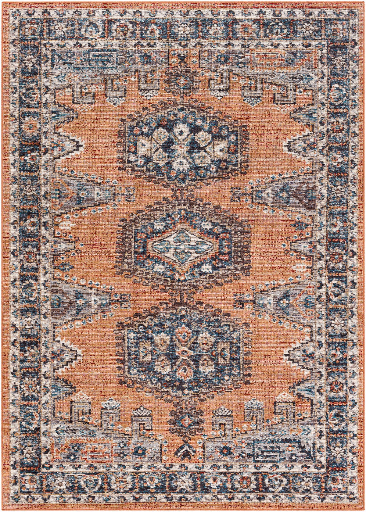 Surya Daytona Beach Dyt-2308 Burnt Orange, Dark Red, Sky Blue, Navy Area Rug