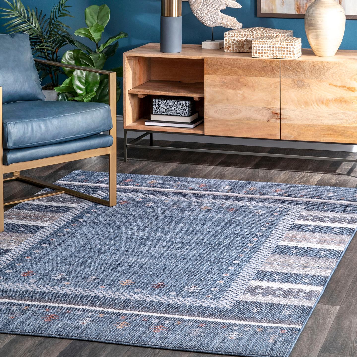 Nuloom Evelynn Tribal Vintage Nev2968A Blue Area Rug