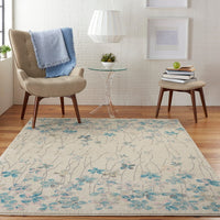 Nourison Tranquil Tra04 Ivory Floral / Country Area Rug