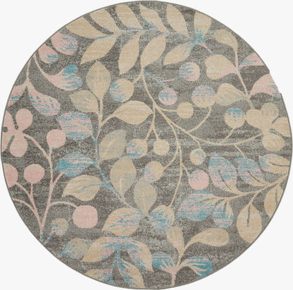 Nourison Tranquil Tra03 Grey / Beige Floral / Country Area Rug