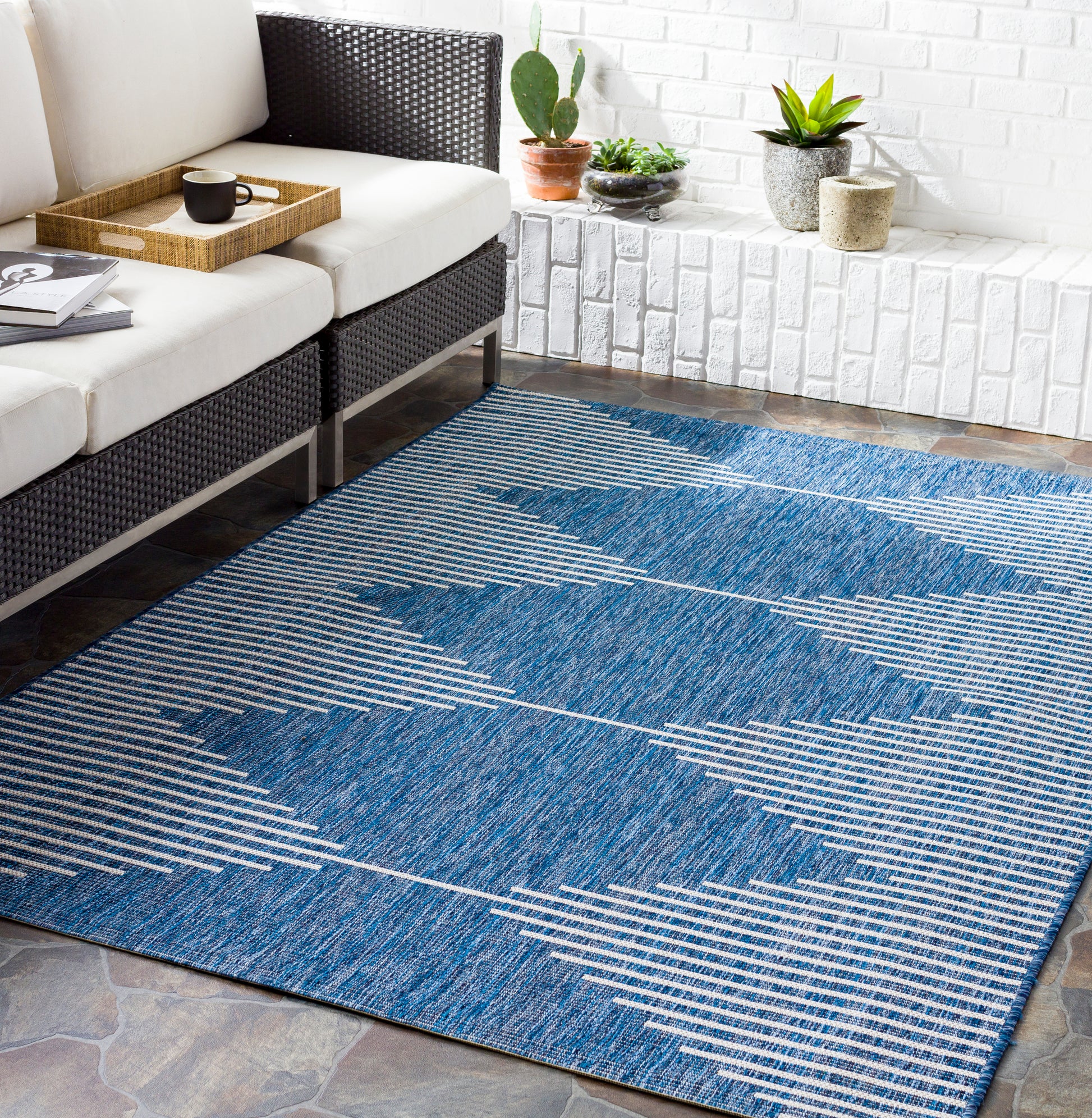 Surya Eagean Eag-2350 Bright Blue, Navy, Pale Blue, White Area Rug