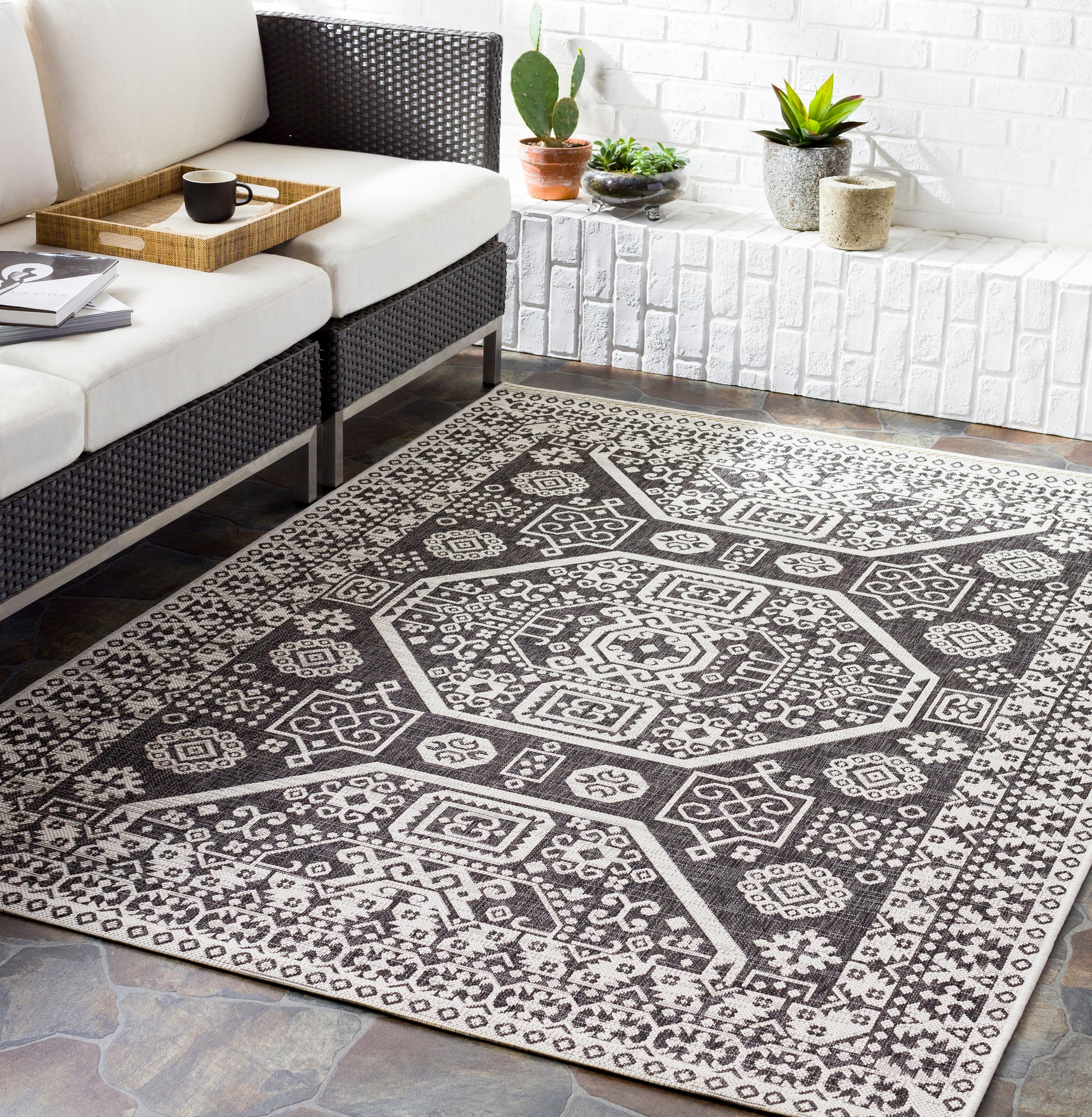 Surya Eagean Eag-2359 Black, White, Medium Gray Area Rug