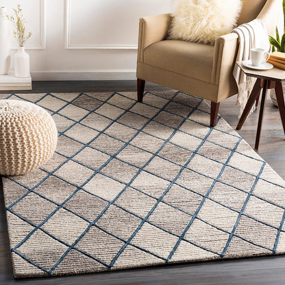 Surya Eaton Eat-2301 Taupe, Dark Brown, Beige, Navy Geometric Area Rug