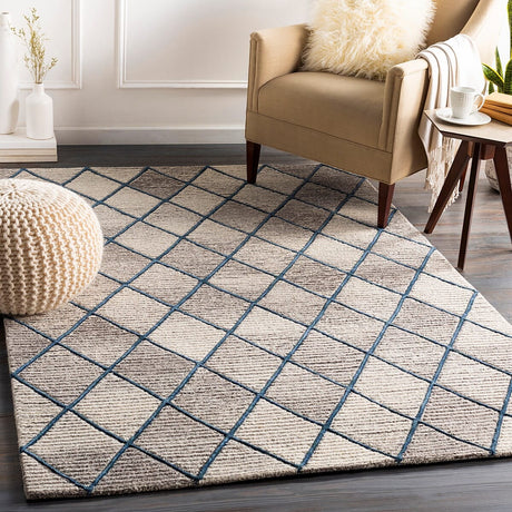 Surya Eaton Eat-2301 Taupe, Dark Brown, Beige, Navy Rugs.