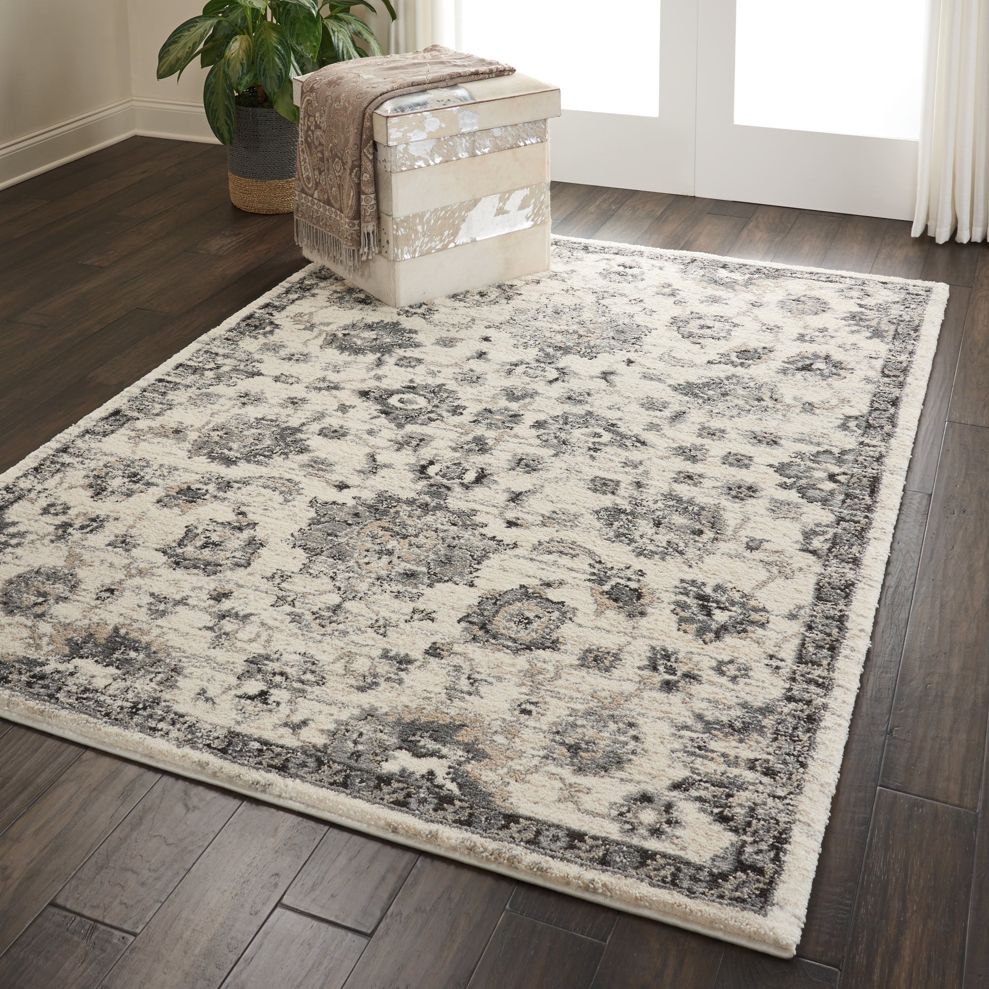 Nourison Fusion Fss15 Cream/Grey Area Rug