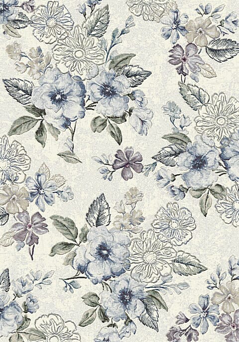 Dynamic Eclipse 63322 Cream Blue Floral / Country Area Rug