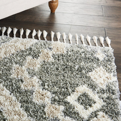 Nourison Oslo Shag Osl02 Grey / Ivory Shag Area Rug