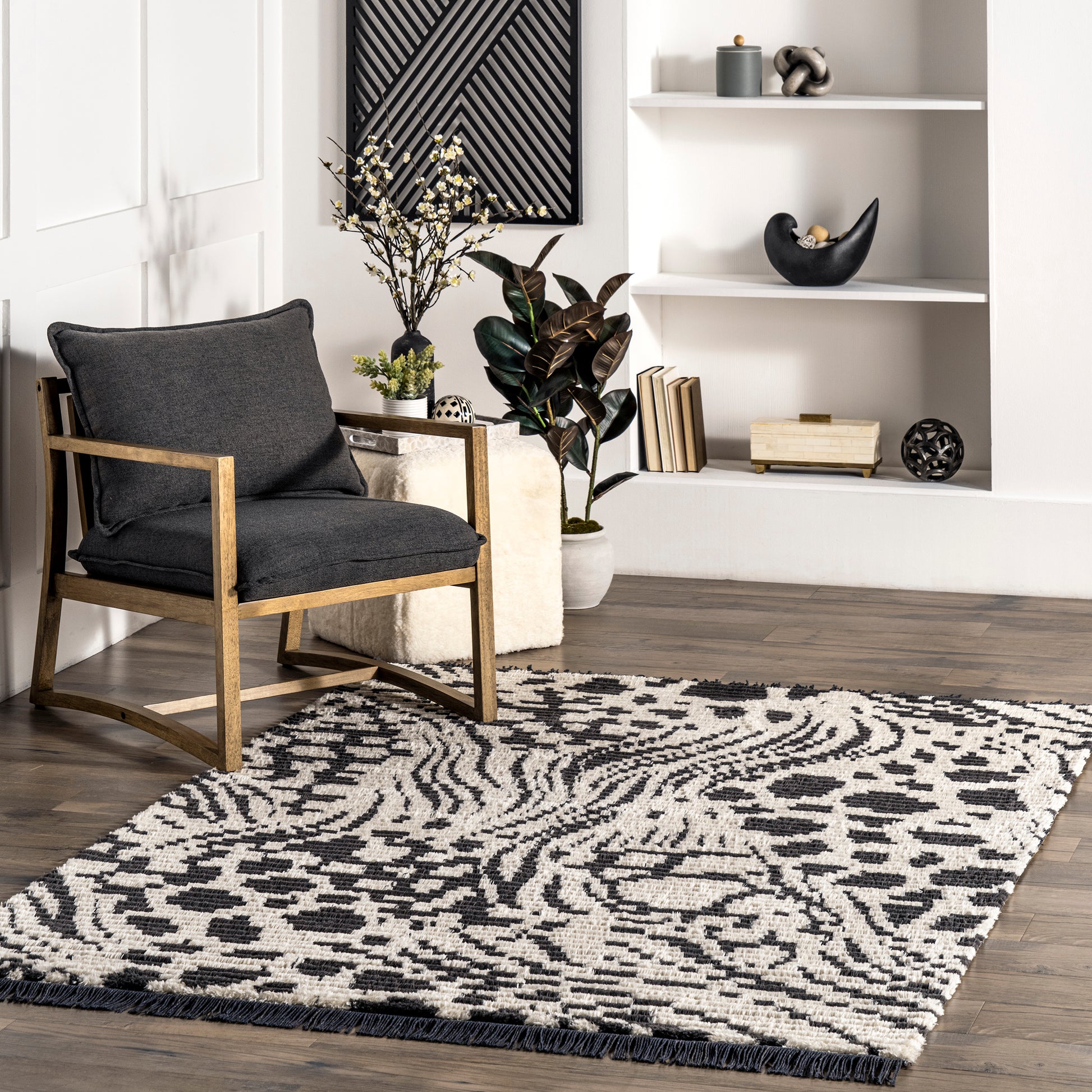 Nuloom Elissa Animal Print Nel1894A Gray Area Rug