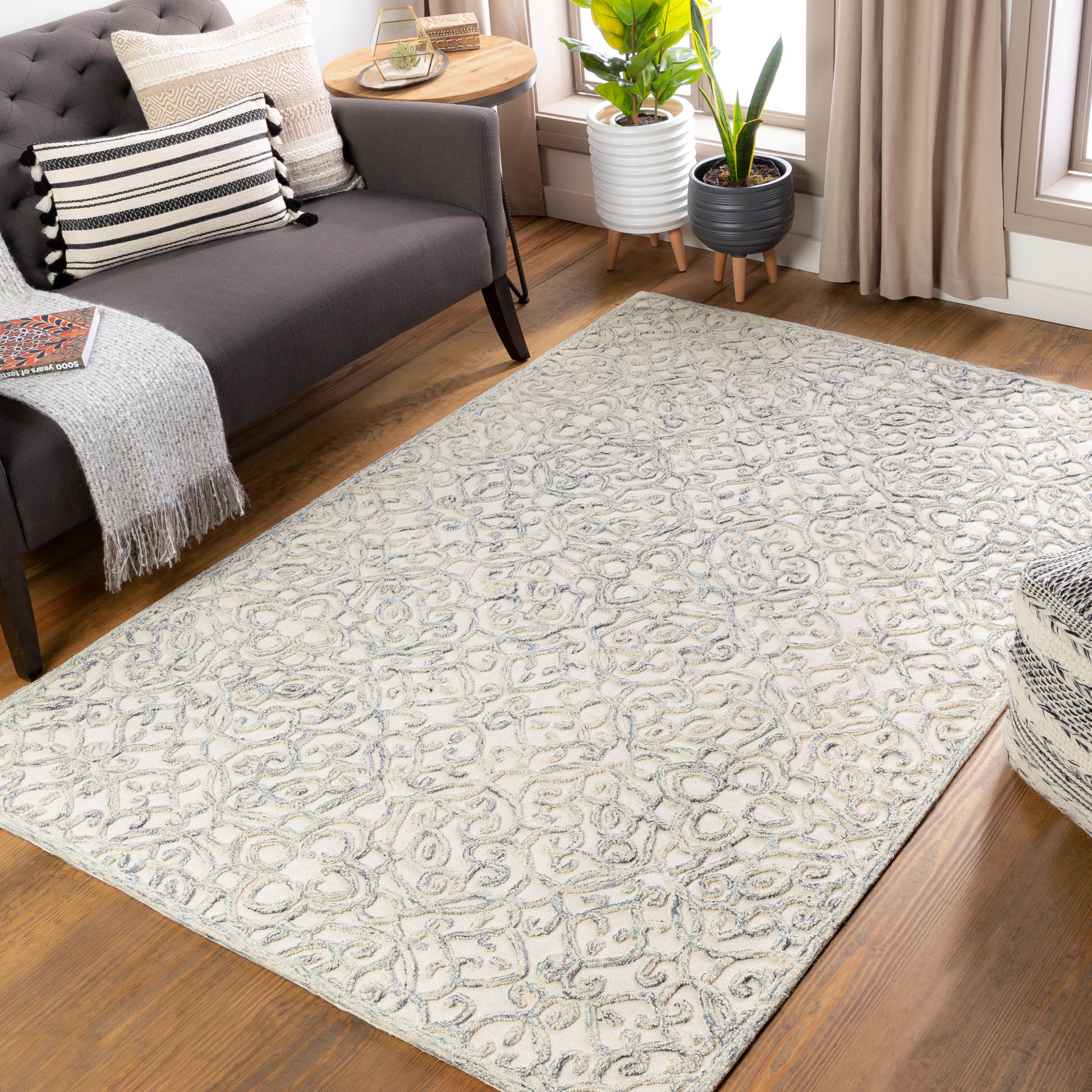 Surya Elegance Egc-2302 Denim, Cream Area Rug