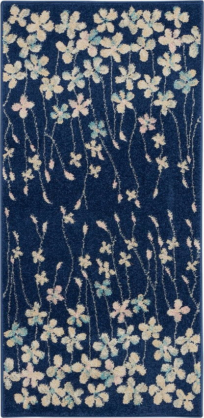 Nourison Tranquil Tra04 Navy Floral / Country Area Rug