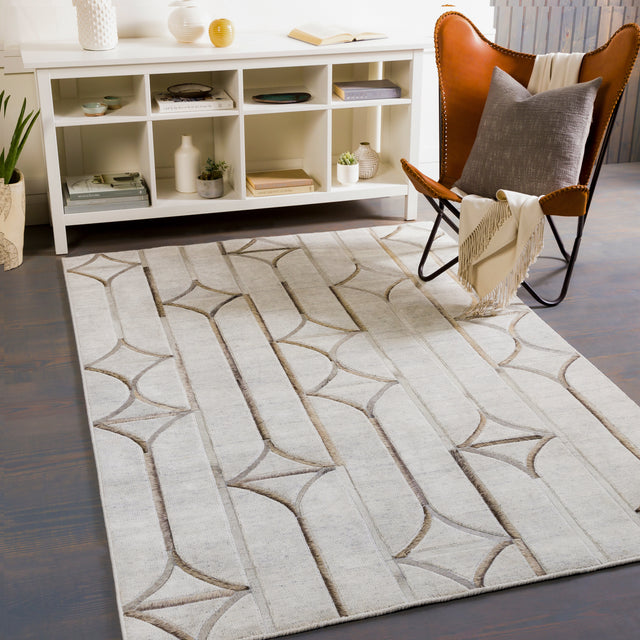 Surya Eloquent Elq-2304 Ivory, Light Gray, Camel, Dark Brown Rugs.