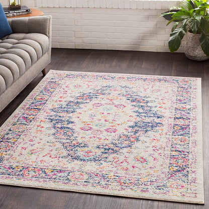 Surya Elaziz Elz-2312 Bright Pink, Dark Blue, White Vintage / Distressed Area Rug