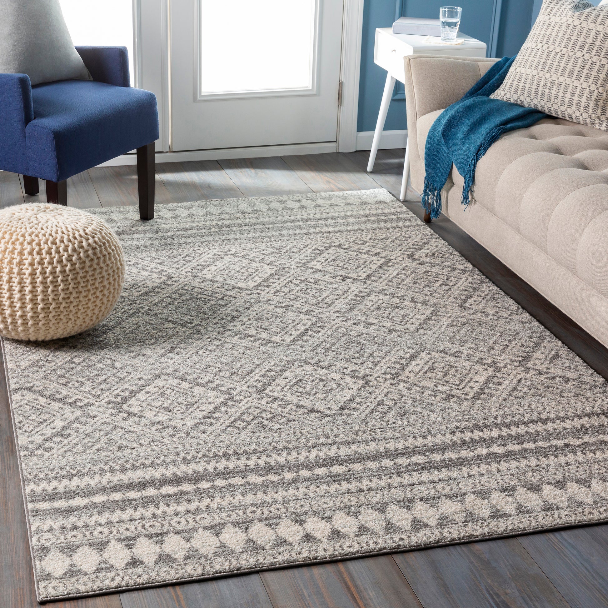 Surya Elaziz Elz-2357 Medium Gray, Light Gray, White Area Rug