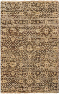 Surya Empress Ems-7010 Dark Brown, Camel, Taupe, Ivory Damask Area Rug