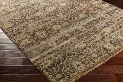 Surya Empress Ems-7010 Dark Brown, Camel, Taupe, Ivory Damask Area Rug