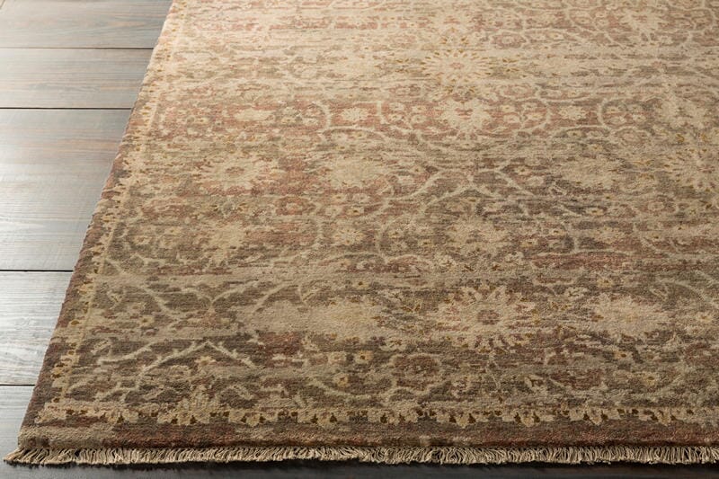 Surya Empress Ems-7010 Dark Brown, Camel, Taupe, Ivory Damask Area Rug