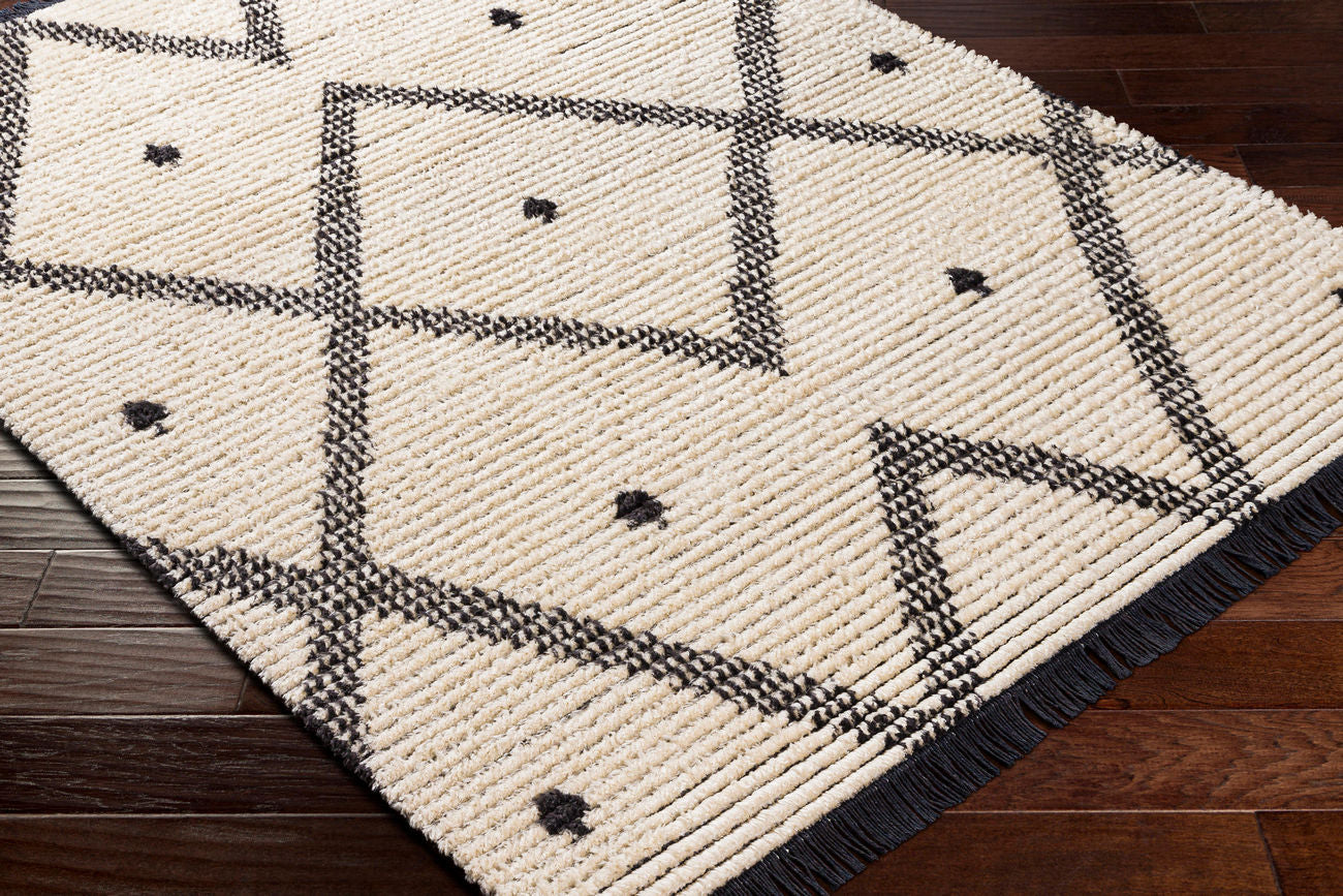 Surya Enzo Enz-2301 Black, Cream Rugs.