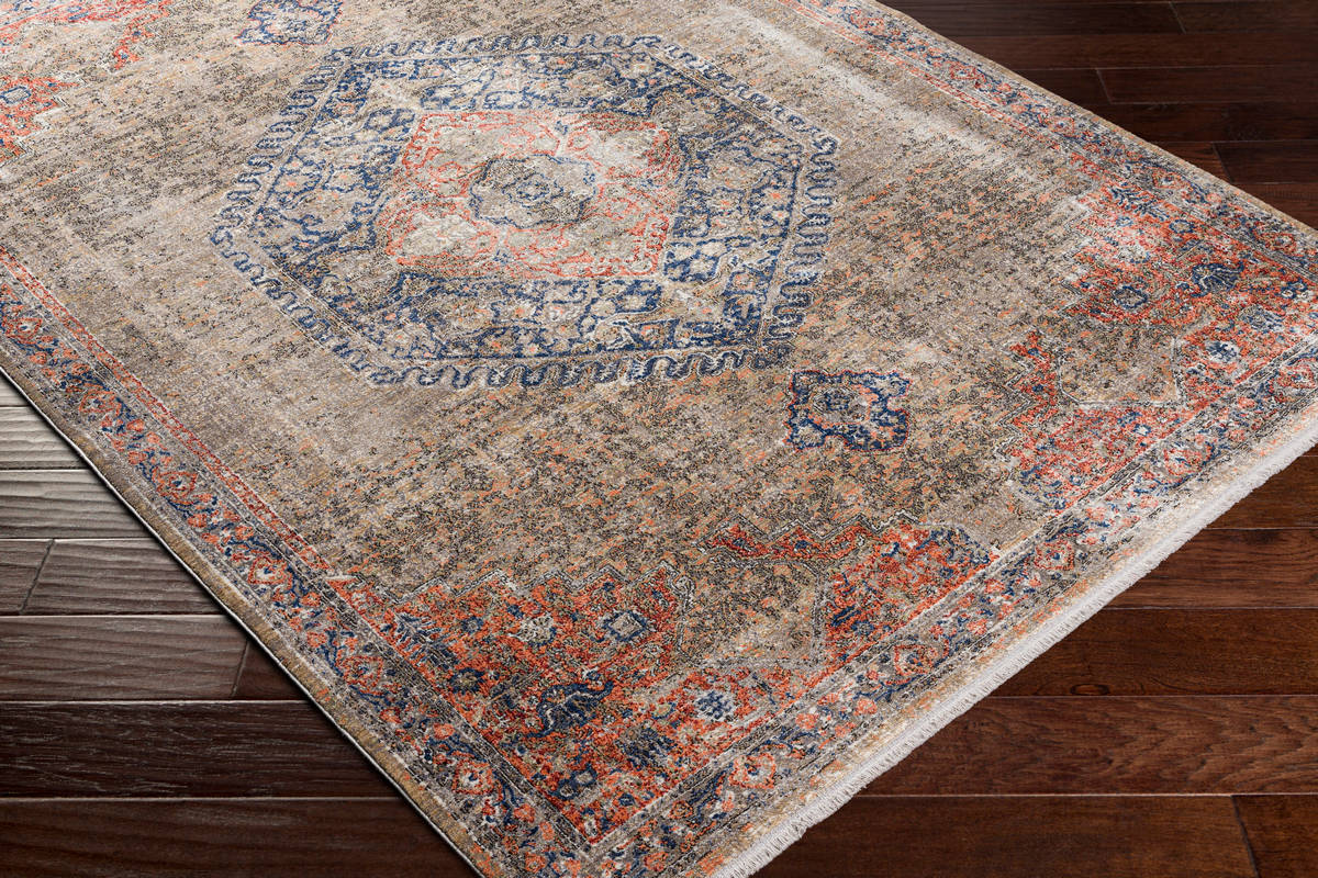 Surya Eclipse Epe-2302 Denim, Burnt Orange, Peach, Taupe Area Rug