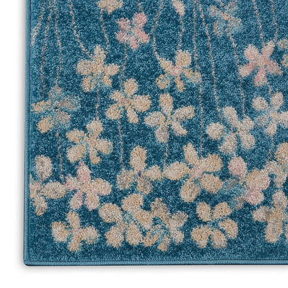 Nourison Tranquil Tra04 Turquoise Floral / Country Area Rug