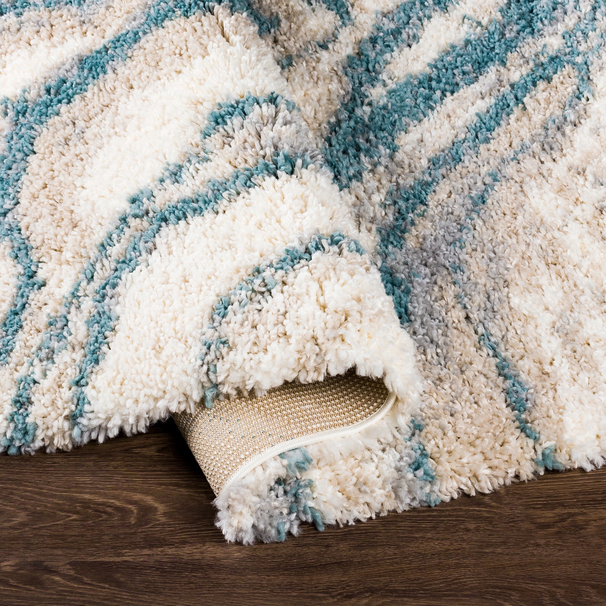 Surya Eskimo Shag Esg-2305 Aqua, Light Gray, Beige, Cream Area Rug