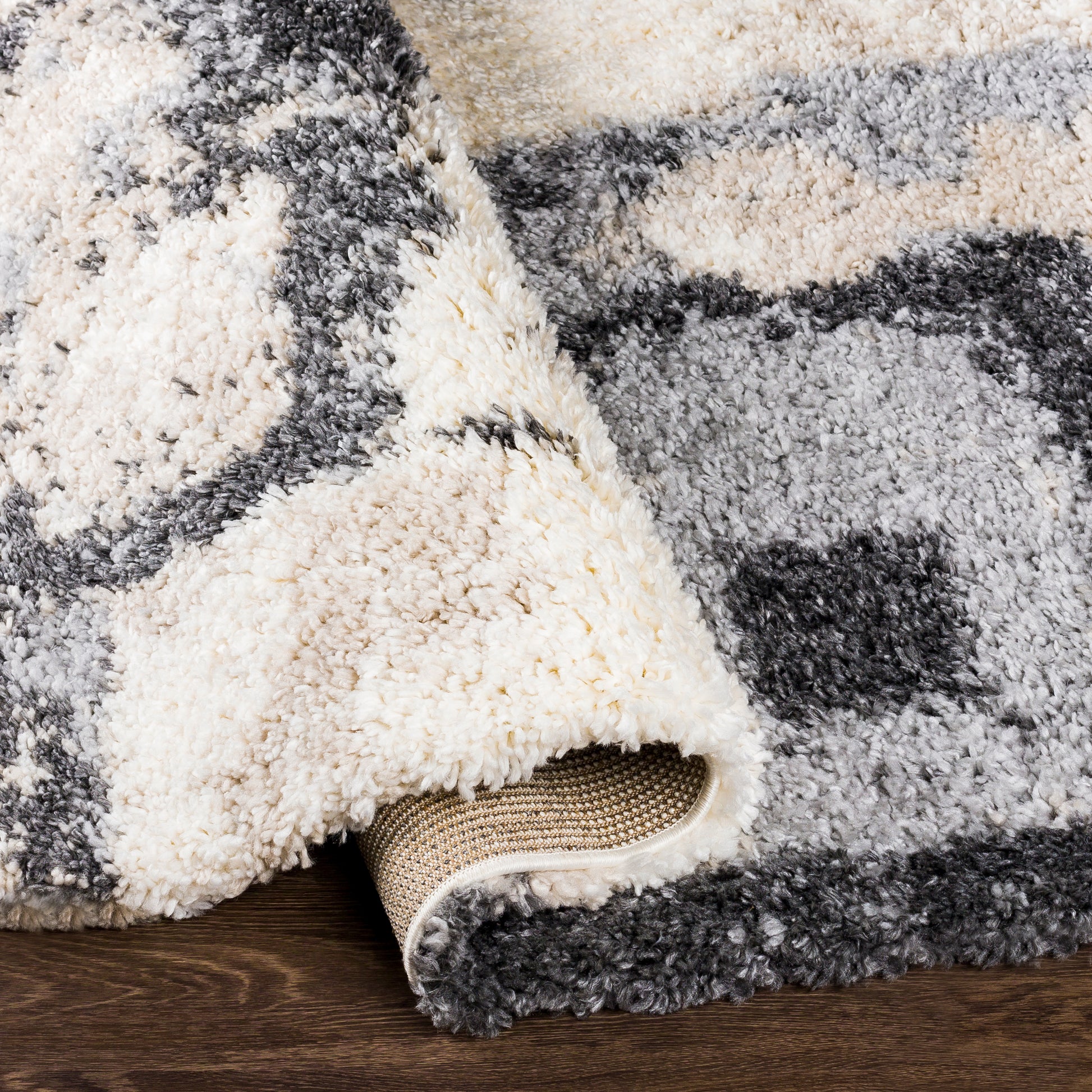 Surya Eskimo Shag Esg-2308 Charcoal, Light Gray, Beige, Cream Area Rug