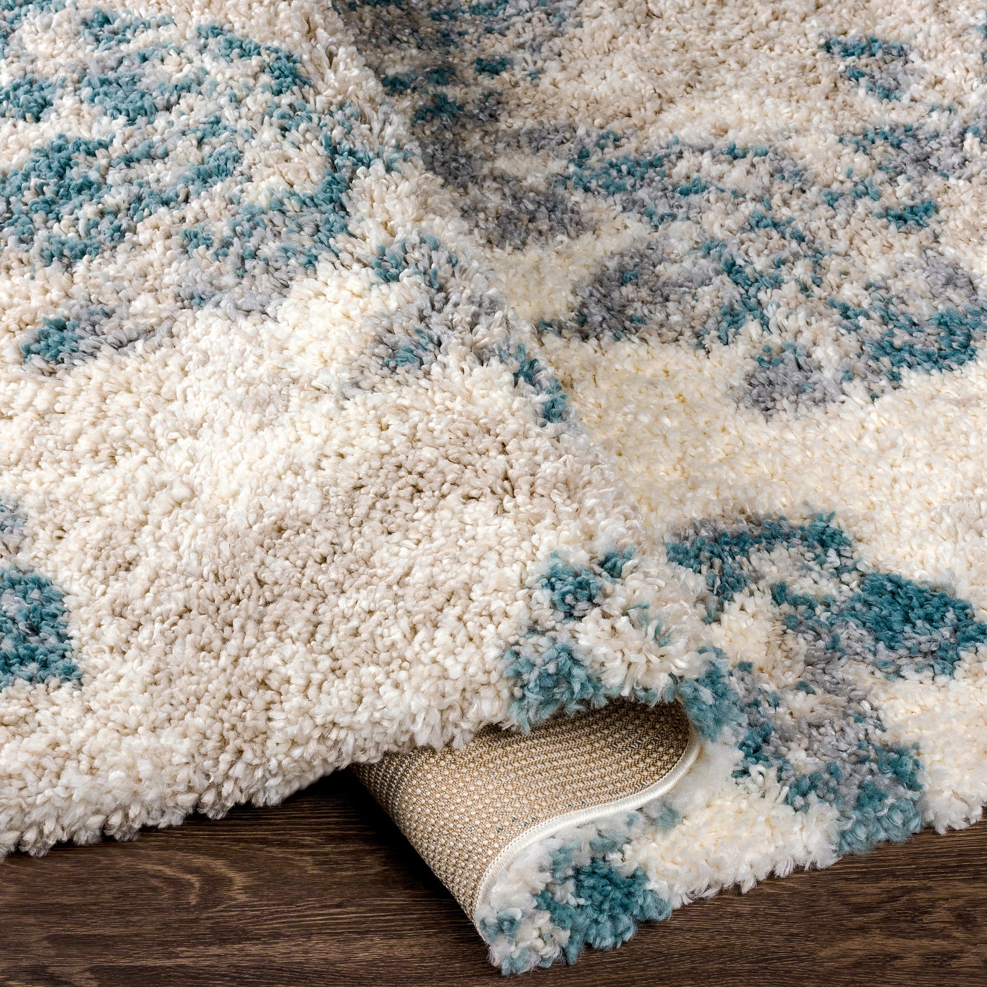 Surya Eskimo Shag Esg-2309 Aqua, Beige, Light Gray, Cream Area Rug