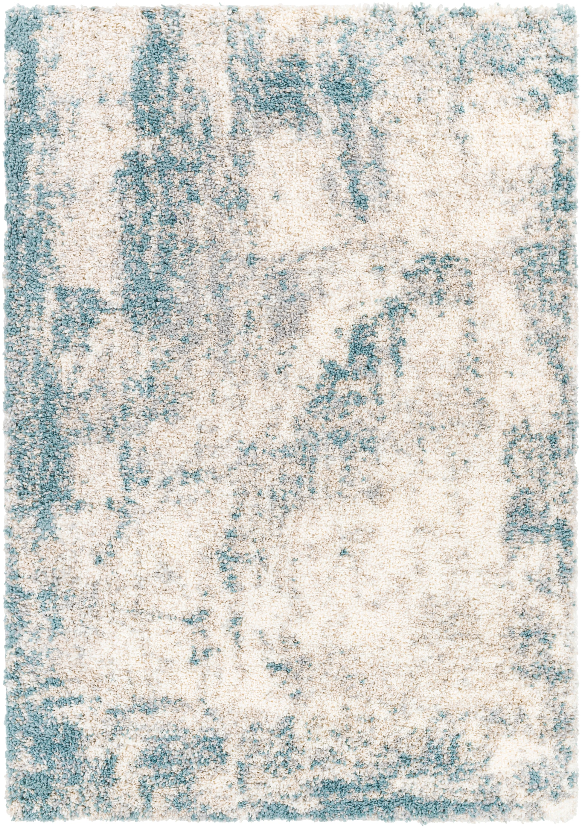 Surya Eskimo Shag Esg-2312 Aqua, Taupe, Light Gray, Cream Area Rug