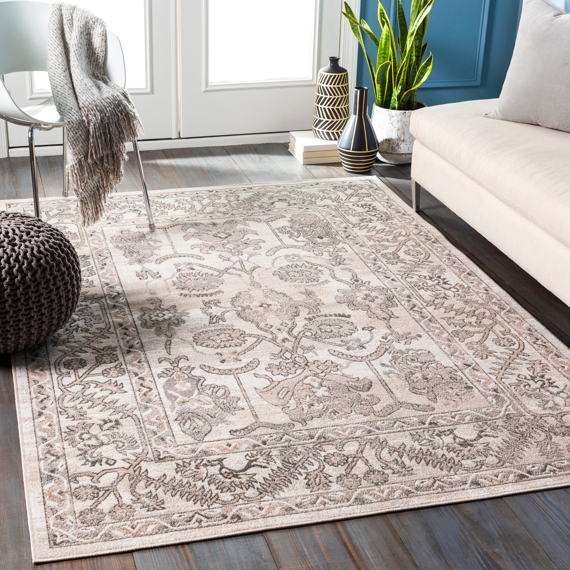 Surya Rafetus Ets-2338 Charcoal, Light Gray, Camel, White Area Rug