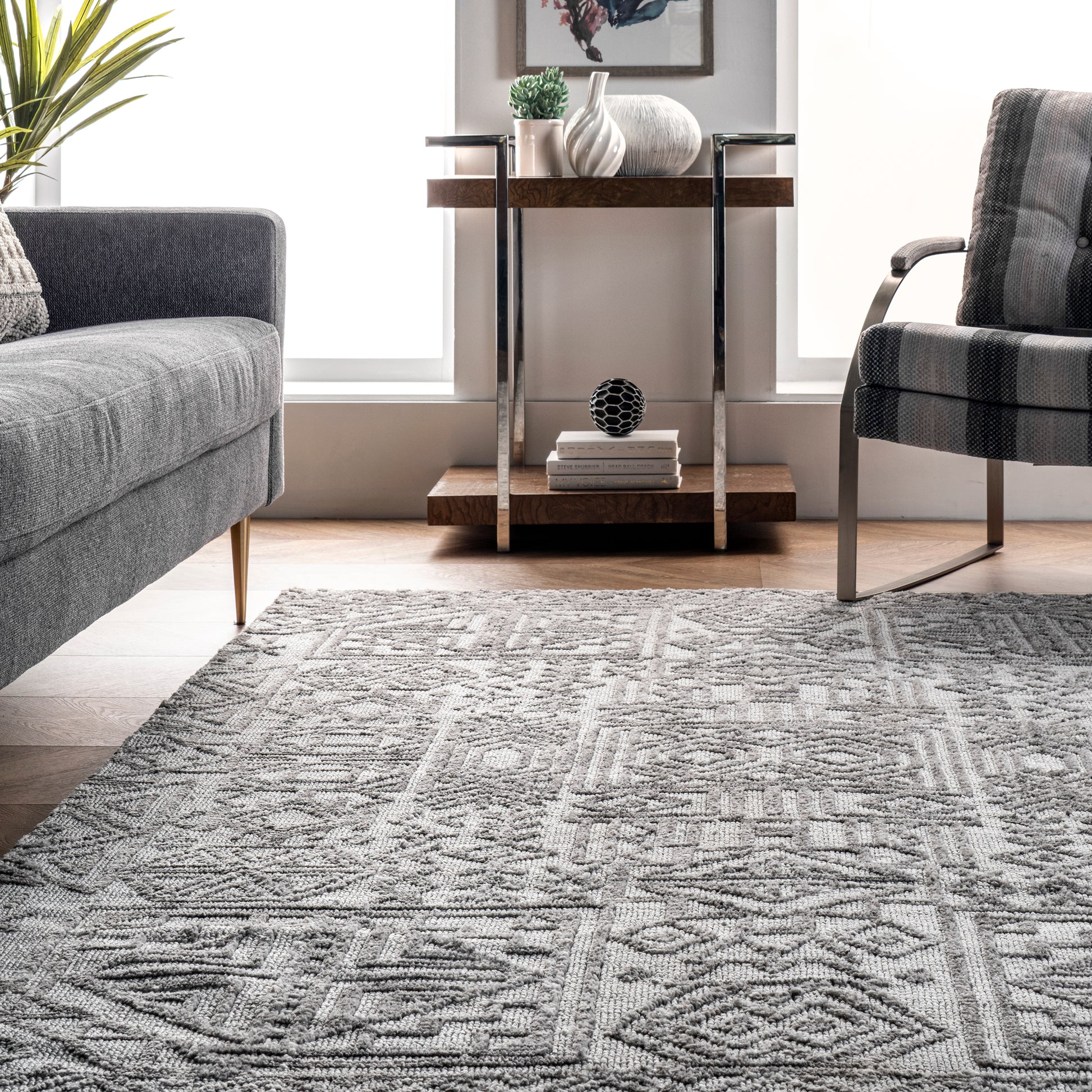 Nuloom Kaitlyn Tribal Motif Nka2079A Gray Area Rug