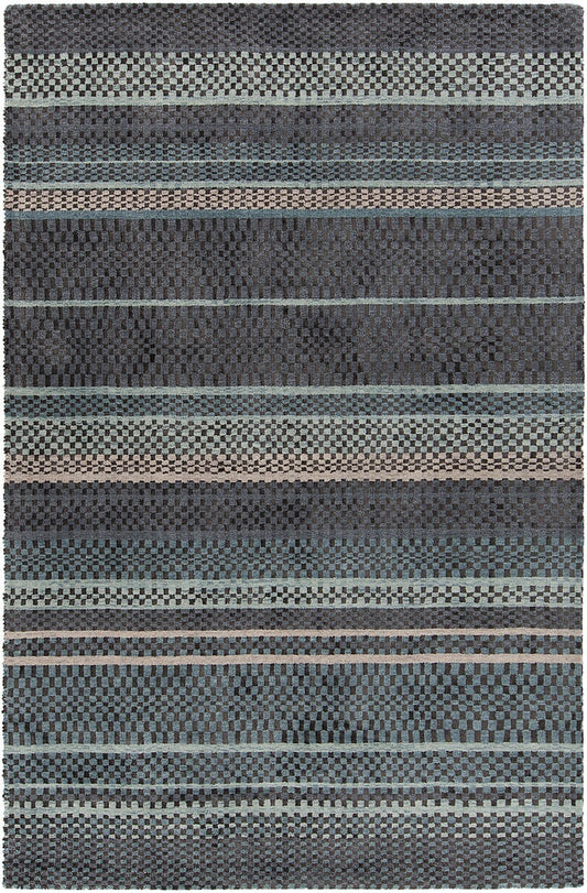 Chandra Evora Evo-33400 Black / Grey Striped Area Rug