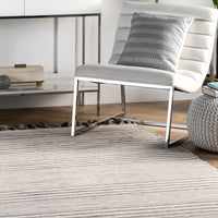 Nuloom Rose Stripe Nro1376B Light Gray Area Rug