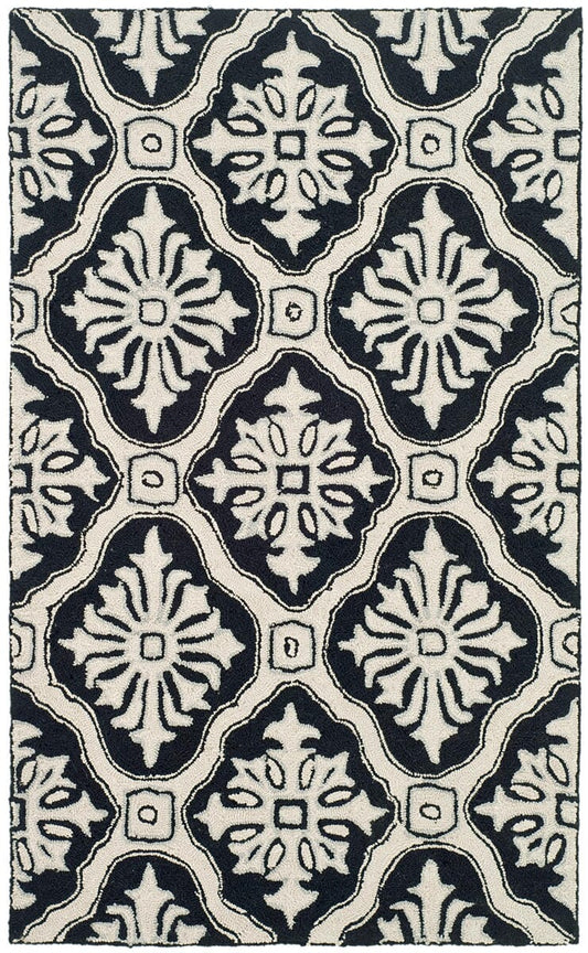 Safavieh Durarug Ezc122C Black Damask Area Rug