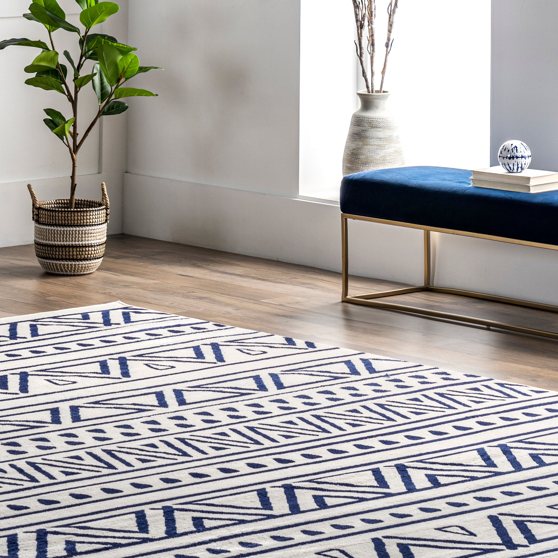 Nuloom Cecilia Tribal Bands Nce1731A Blue Area Rug