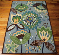 Nourison Fantasy Fa12 Aqua Floral / Country Area Rug