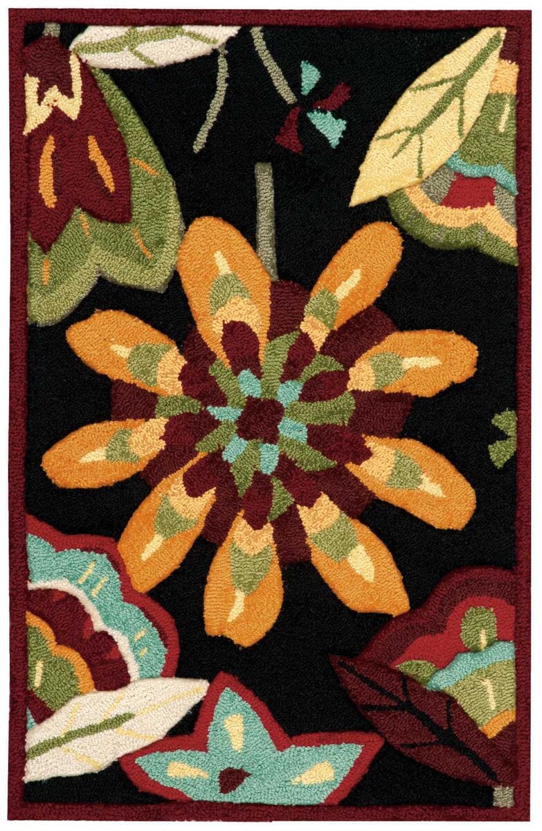 Nourison Fantasy Fa12 Black Floral / Country Area Rug