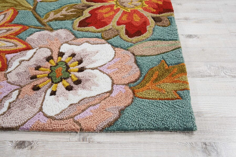 Nourison Fantasy Fa18 Aqua Floral / Country Area Rug