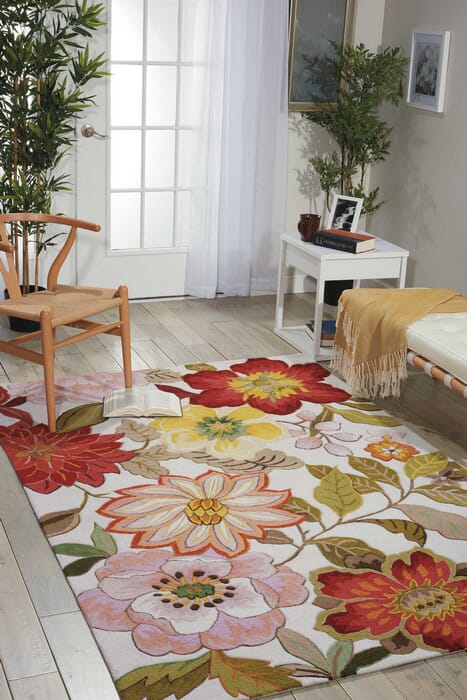 Nourison Fantasy Fa18 Ivory Floral / Country Area Rug